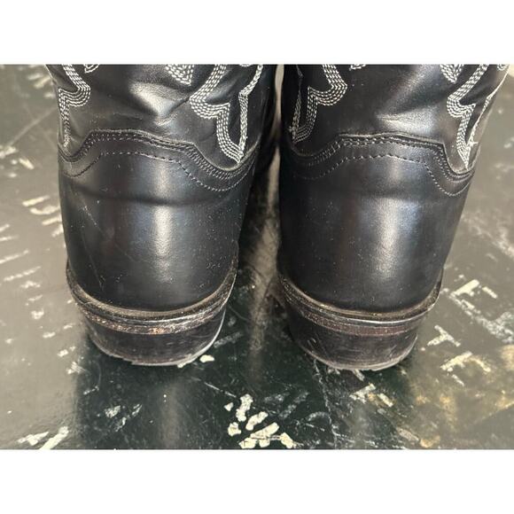 JUSTIN Black Leather Western Cowboy Boots Men size 9.5 D Vintage